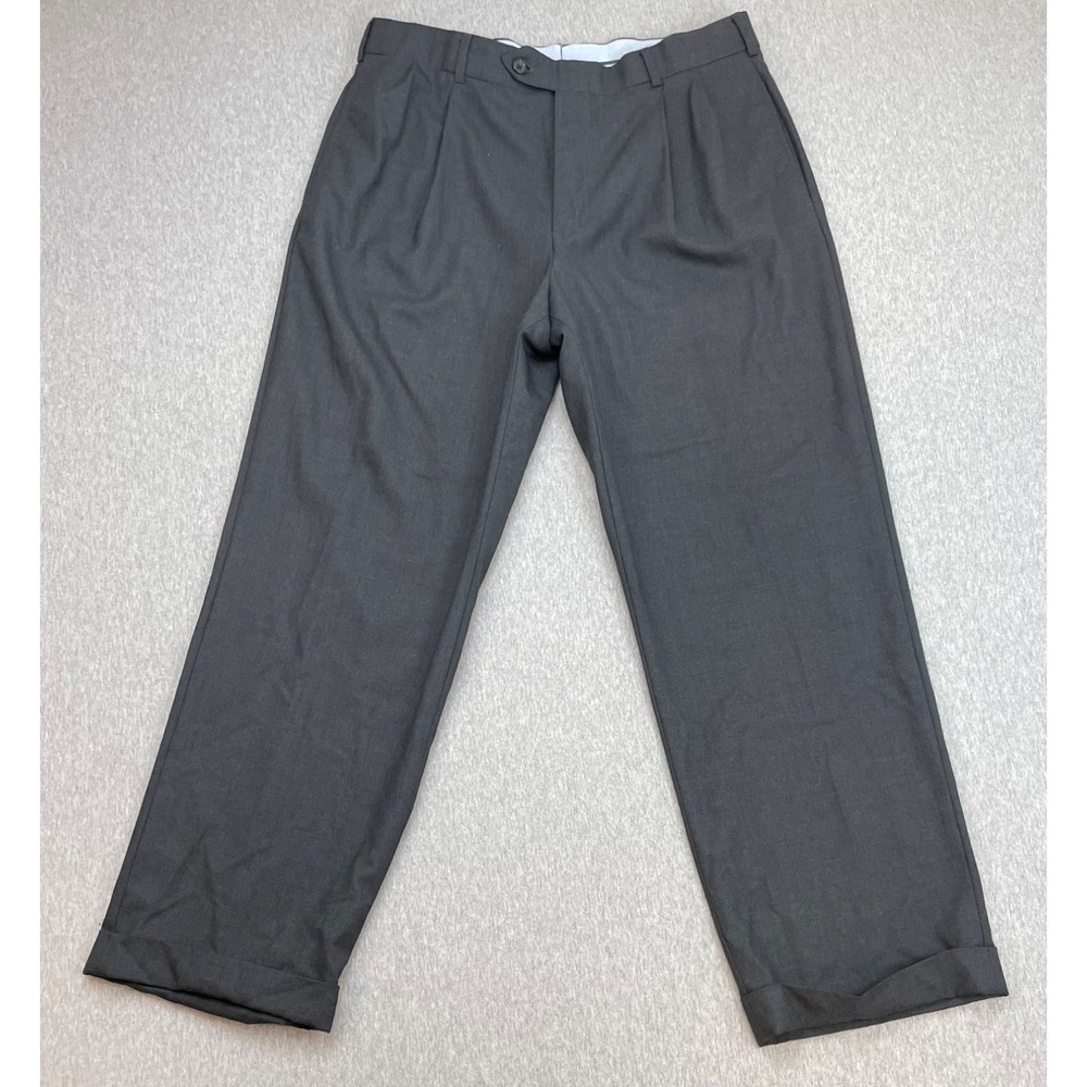 Brooks Brothers Pants Mens 34x28 Gray 100% Wool Country Club Madison Pleated USA